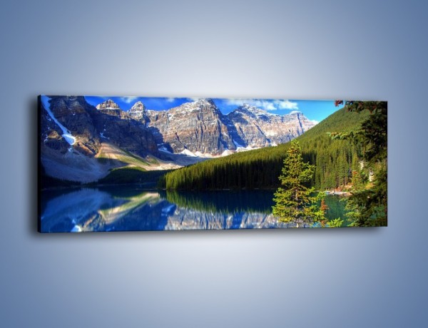 Obraz na płótnie – Góry i ich wodne odbicie – jednoczęściowy panoramiczny KN839