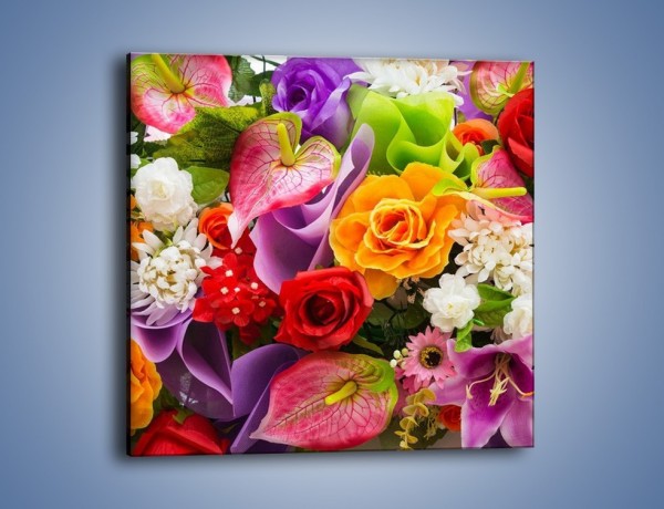 Obraz na płótnie – Kwiaty w kolorze tęczy – jednoczęściowy kwadratowy K462