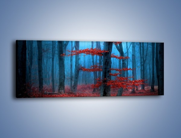 Obraz na płótnie – Czerwień w lesie – jednoczęściowy panoramiczny KN897