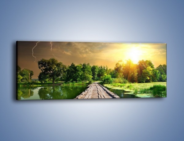 Obraz na płótnie – Ucieczka przez drewniany pomost – jednoczęściowy panoramiczny KN914