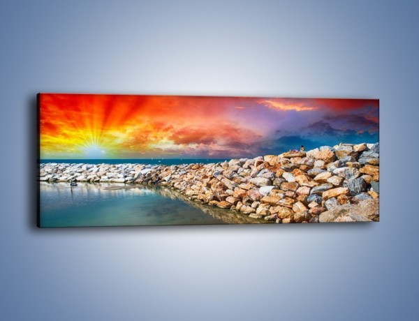 Obraz na płótnie – Promień słońca na kamiennym brzegu – jednoczęściowy panoramiczny KN950