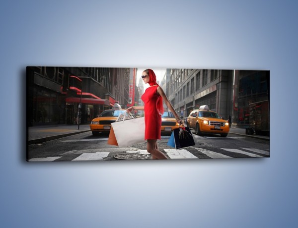 Obraz na płótnie – Udane zakupy w nowym yorku – jednoczęściowy panoramiczny L141