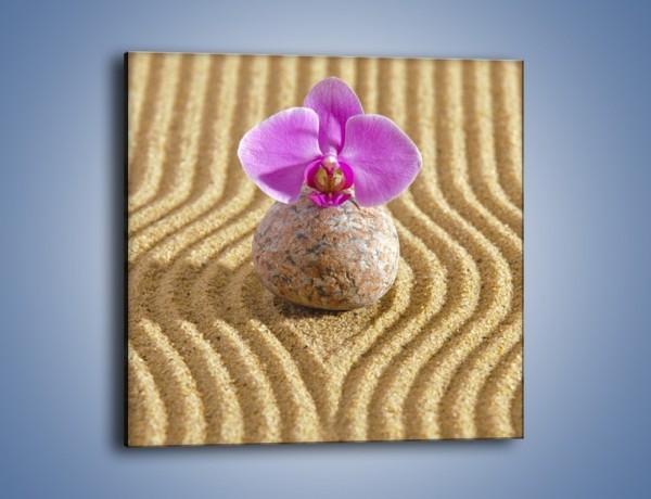 Obraz na płótnie – Struktura piasku z kwiatem – jednoczęściowy kwadratowy K637