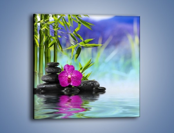 Obraz na płótnie – Wodny pejzaż z kwiatem – jednoczęściowy kwadratowy K646