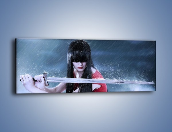 Obraz na płótnie – Miecz kobieta i deszcz – jednoczęściowy panoramiczny L298