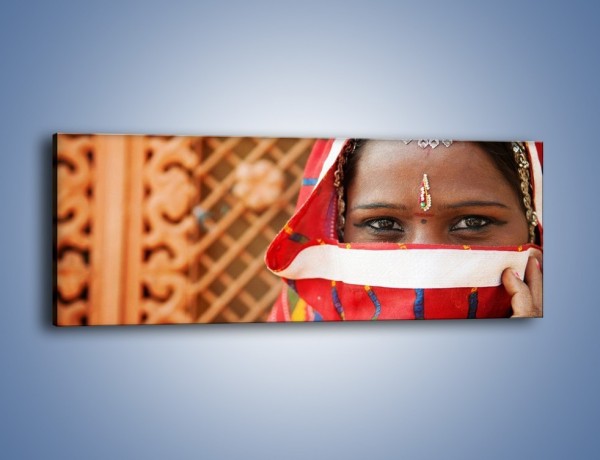 Obraz na płótnie – Kolory indii na twarzy – jednoczęściowy panoramiczny L356