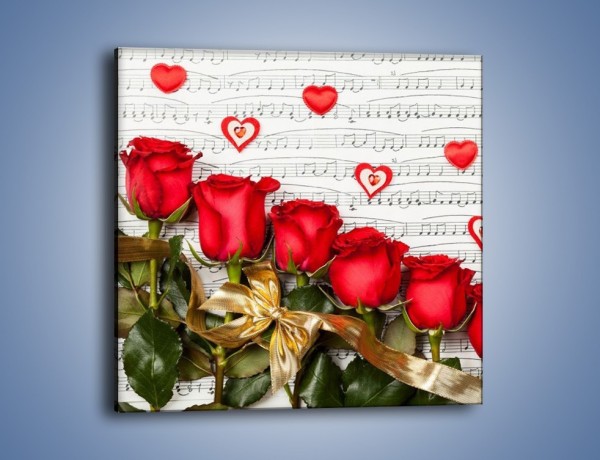 Obraz na płótnie – Miłosne melodie wśród róż – jednoczęściowy kwadratowy K717
