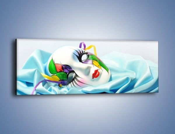 Obraz na płótnie – Kolorowa maska na błękicie – jednoczęściowy panoramiczny O180