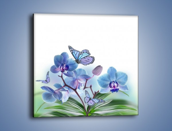 Obraz na płótnie – Niebieskie motyle jak niebieskie kwiaty – jednoczęściowy kwadratowy K784