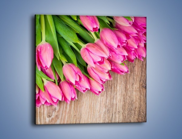 Obraz na płótnie – Do góry nogami z tulipanami – jednoczęściowy kwadratowy K807