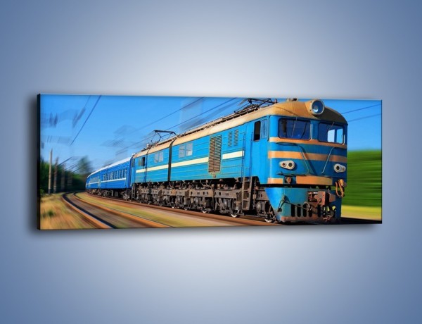 Obraz na płótnie – Pociąg pasażerski w ruchu – jednoczęściowy panoramiczny TM023