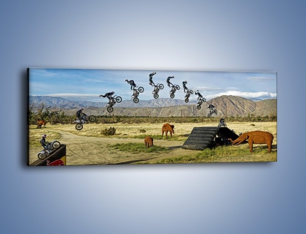 Obraz na płótnie – Skok na motocrossie – jednoczęściowy panoramiczny TM078