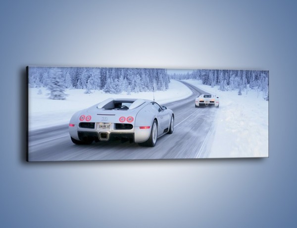 Obraz na płótnie – Bugatti Veyron w śniegu – jednoczęściowy panoramiczny TM134