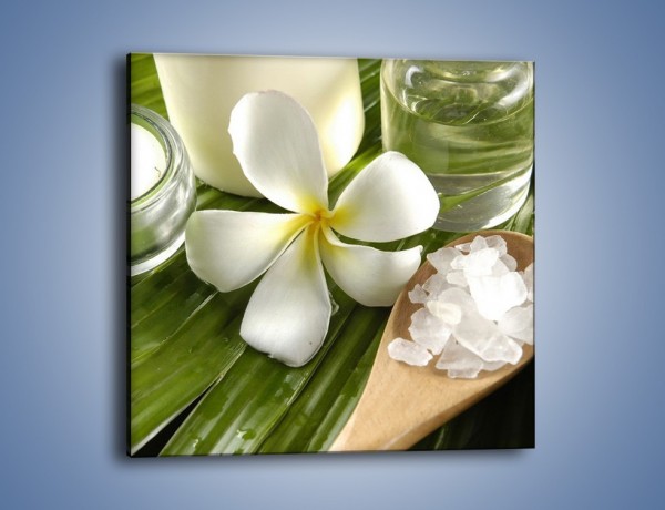 Obraz na płótnie – Sól świece i kwiat – jednoczęściowy kwadratowy K903