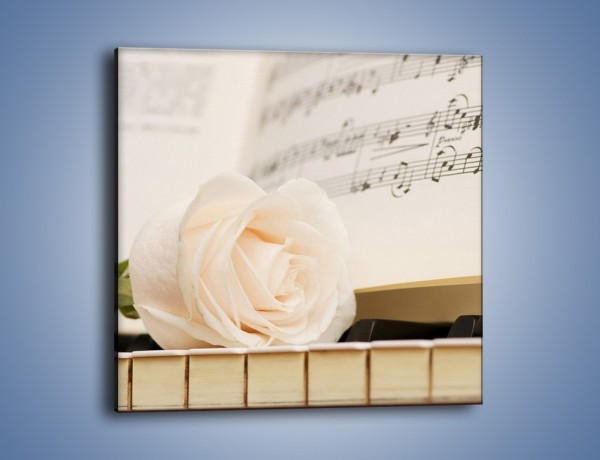 Obraz na płótnie – Fortepian z białą różą – jednoczęściowy kwadratowy K908