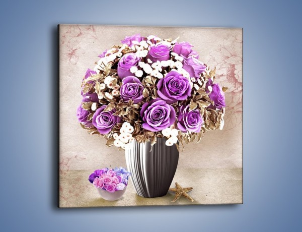 Obraz na płótnie – Duże i małe kwiatowe wazoniki – jednoczęściowy kwadratowy K920