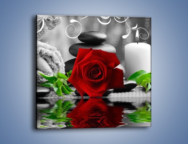 Obraz na płótnie – Czerwony kwiat i spa – jednoczęściowy kwadratowy K926