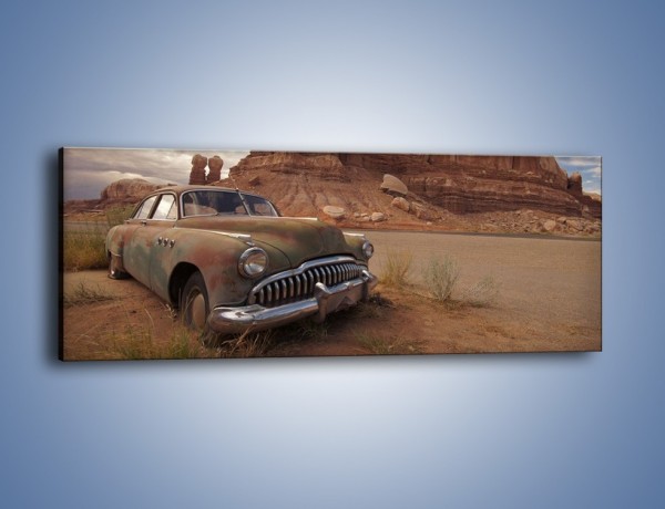 Obraz na płótnie – Wrak starego samochodu na poboczu – jednoczęściowy panoramiczny TM226