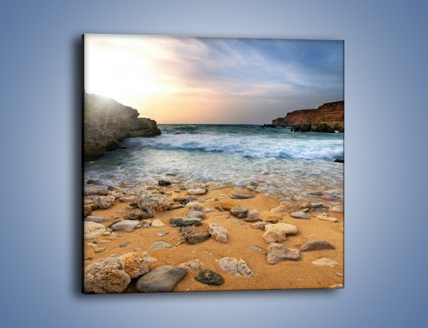 Obraz na płótnie – Kamienista plaża o poranku – jednoczęściowy kwadratowy KN043