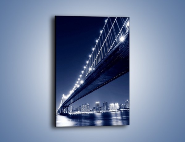 Obraz na płótnie – Nowojorski most w odcieniach niebieskiego – jednoczęściowy prostokątny pionowy AM207