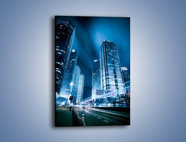 Obraz na płótnie – Wieżowce w mieście nocą – jednoczęściowy prostokątny pionowy AM216