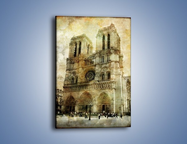 Obraz na płótnie – Katedra Notre-Dame w stylu vintage – jednoczęściowy prostokątny pionowy AM232