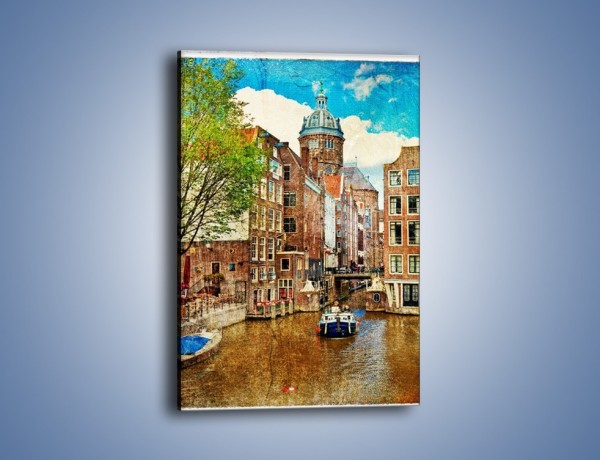 Obraz na płótnie – Kanał w Amsterdamie vintage – jednoczęściowy prostokątny pionowy AM259
