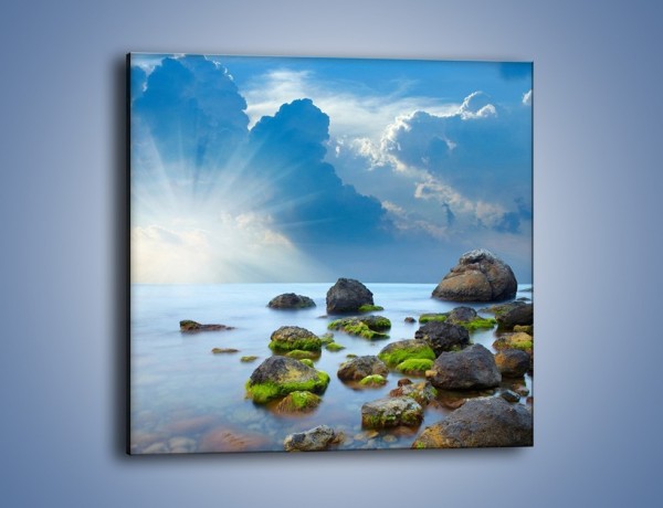 Obraz na płótnie – Promienie świetlne nad wodą – jednoczęściowy kwadratowy KN110