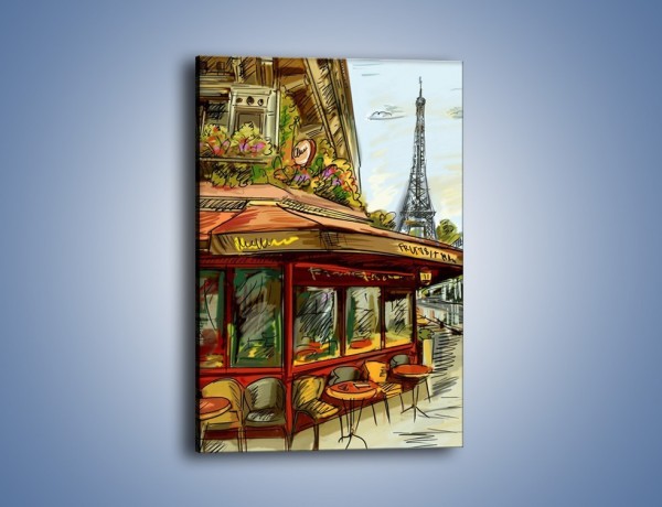 Obraz na płótnie – Paryskie kawiarenki pod daszkiem – jednoczęściowy prostokątny pionowy GR261