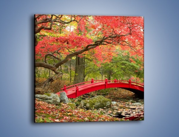 Obraz na płótnie – Czerwony most czy czerwone drzewo – jednoczęściowy kwadratowy KN1122A