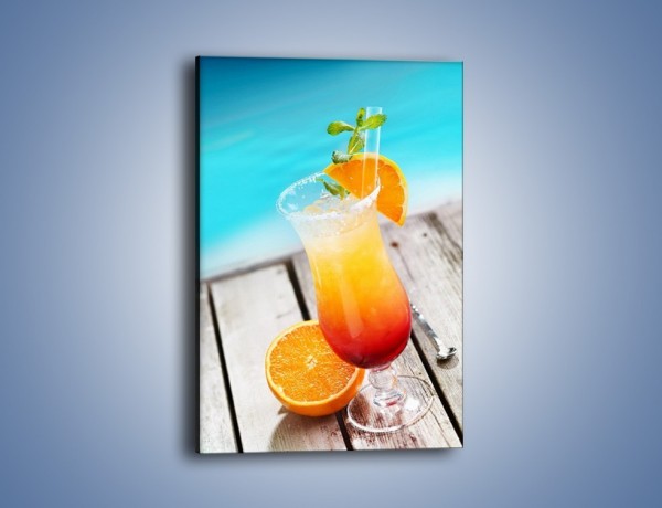 Obraz na płótnie – Pomarańczowy drink przy basenie – jednoczęściowy prostokątny pionowy JN322