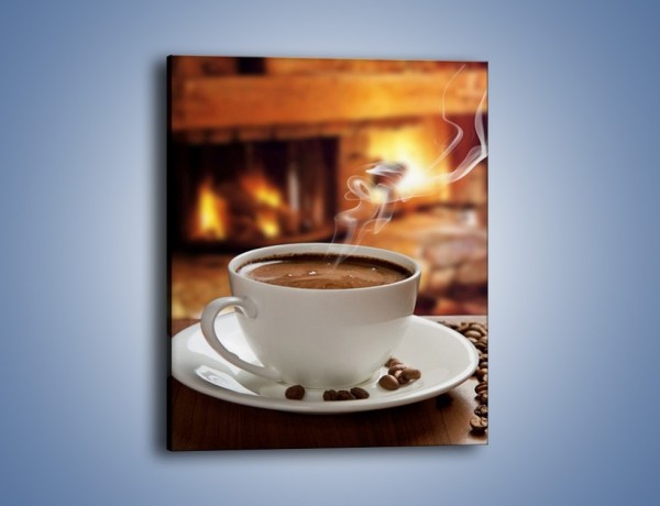 Obraz na płótnie – Kawa przy kominku – jednoczęściowy prostokątny pionowy JN385