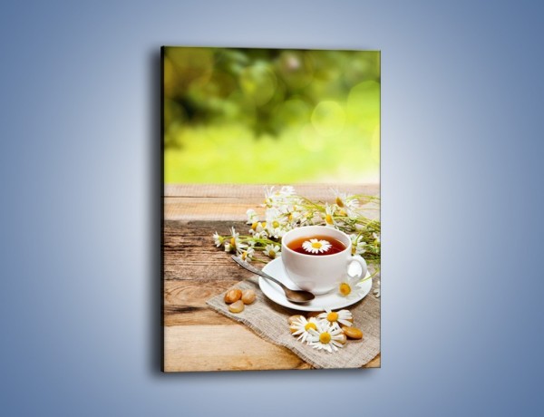 Obraz na płótnie – Filiżanka herbaty na tarasie – jednoczęściowy prostokątny pionowy JN414