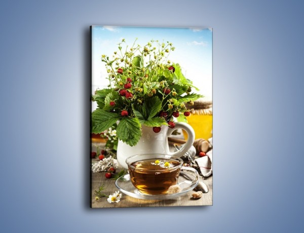 Obraz na płótnie – Herbata z poziomką – jednoczęściowy prostokątny pionowy JN574
