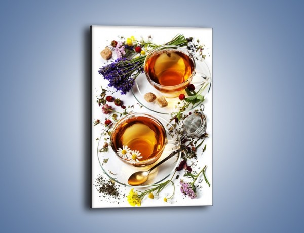 Obraz na płótnie – Herbata wśród kolorowych kwiatów – jednoczęściowy prostokątny pionowy JN629