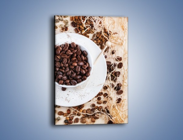 Obraz na płótnie – Kawa wśród beżu i bieli – jednoczęściowy prostokątny pionowy JN718