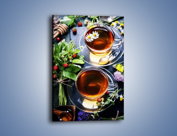 Obraz na płótnie – Herbata otoczona kwiatami – jednoczęściowy prostokątny pionowy JN732