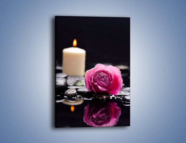 Obraz na płótnie – Kwiat w odbiciu świecy – jednoczęściowy prostokątny pionowy K1008