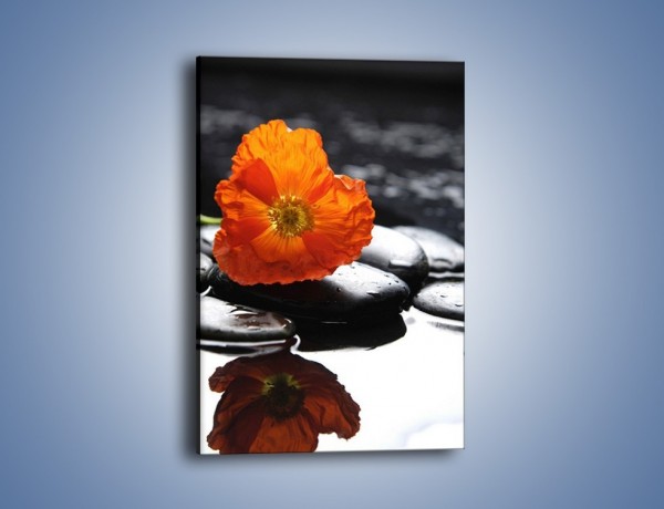 Obraz na płótnie – Woda kamień i kwiat – jednoczęściowy prostokątny pionowy K287
