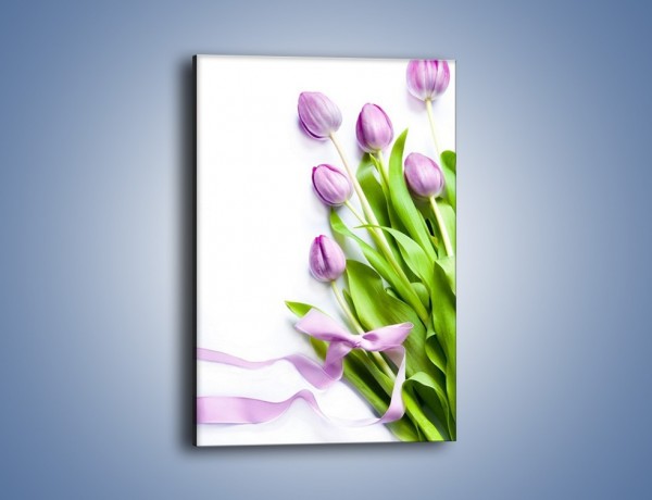Obraz na płótnie – Fioletowe piękno z tulipanem – jednoczęściowy prostokątny pionowy K548