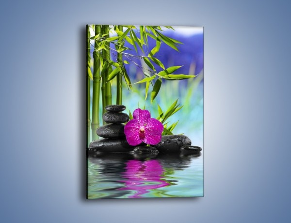 Obraz na płótnie – Wodny pejzaż z kwiatem – jednoczęściowy prostokątny pionowy K646