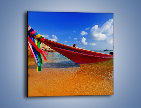 Obraz na płótnie – Kolorowa łódź na brzegu – jednoczęściowy kwadratowy KN415