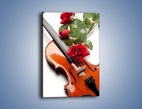 Obraz na płótnie – Róże na instrumencie – jednoczęściowy prostokątny pionowy K907