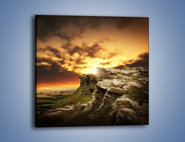 Obraz na płótnie – Szkockie klify o zachodzie słońca – jednoczęściowy kwadratowy KN545