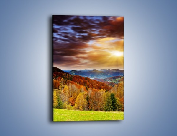 Obraz na płótnie – Góry z kolorowych drzew – jednoczęściowy prostokątny pionowy KN066