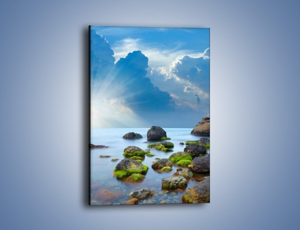 Obraz na płótnie – Promienie świetlne nad wodą – jednoczęściowy prostokątny pionowy KN110