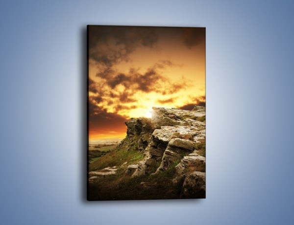 Obraz na płótnie – Szkockie klify o zachodzie słońca – jednoczęściowy prostokątny pionowy KN545