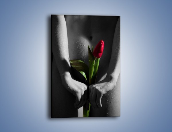 Obraz na płótnie – Kwiat i nagość – jednoczęściowy prostokątny pionowy L124