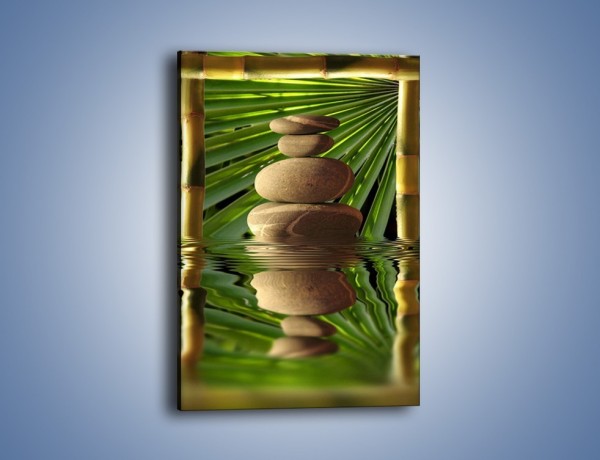 Obraz na płótnie – Kamień w bambusowym okienku – jednoczęściowy prostokątny pionowy O068