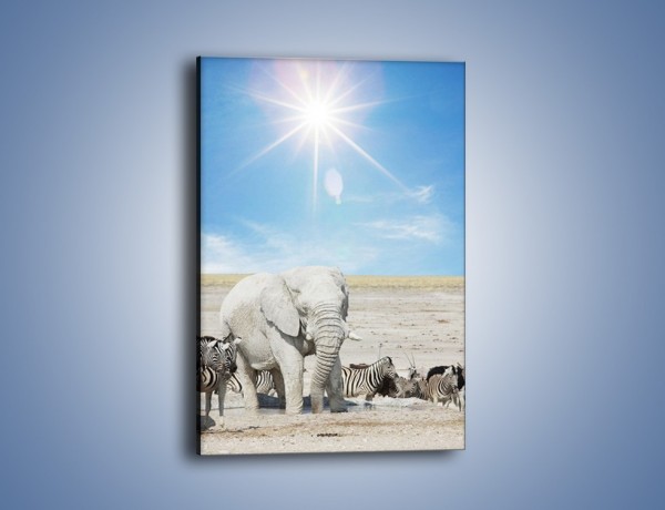 Obraz na płótnie – Słoń i jego przyjaciele – jednoczęściowy prostokątny pionowy Z080